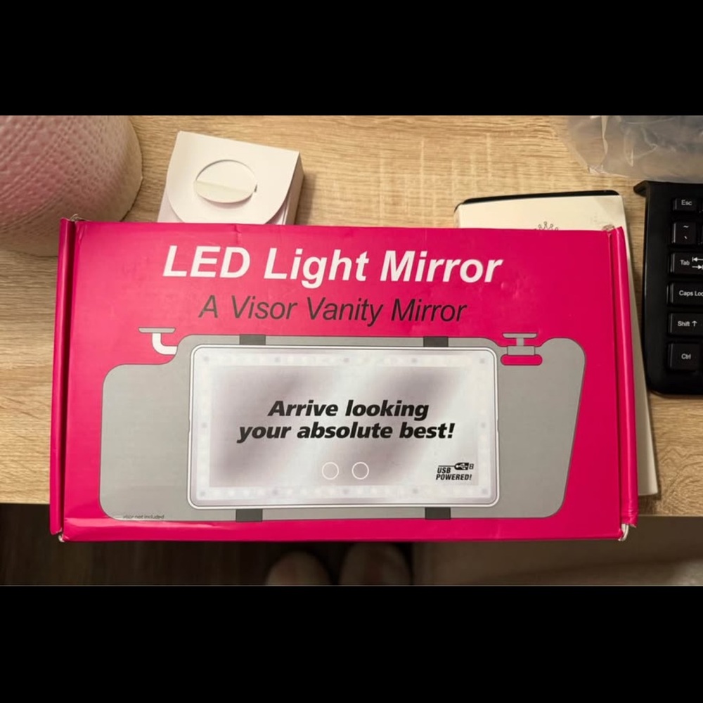 Pink LED Light Mirror - A Visor Vanity Mirror